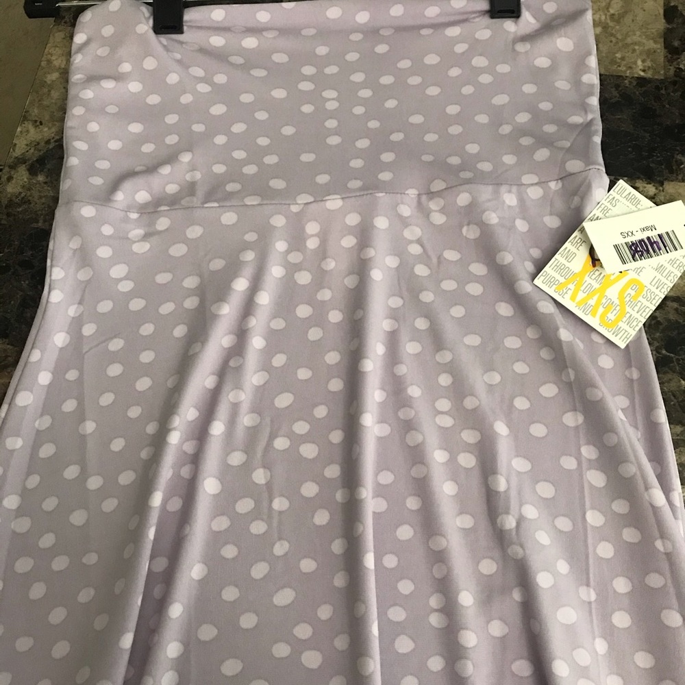 Lularoe maxi XXS Lavender polka dot NWT